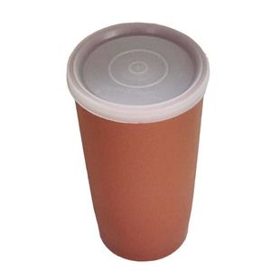 Vintage Tupperware # 873 Tumbler Cup With Lid Brown Stackable 12 oz.